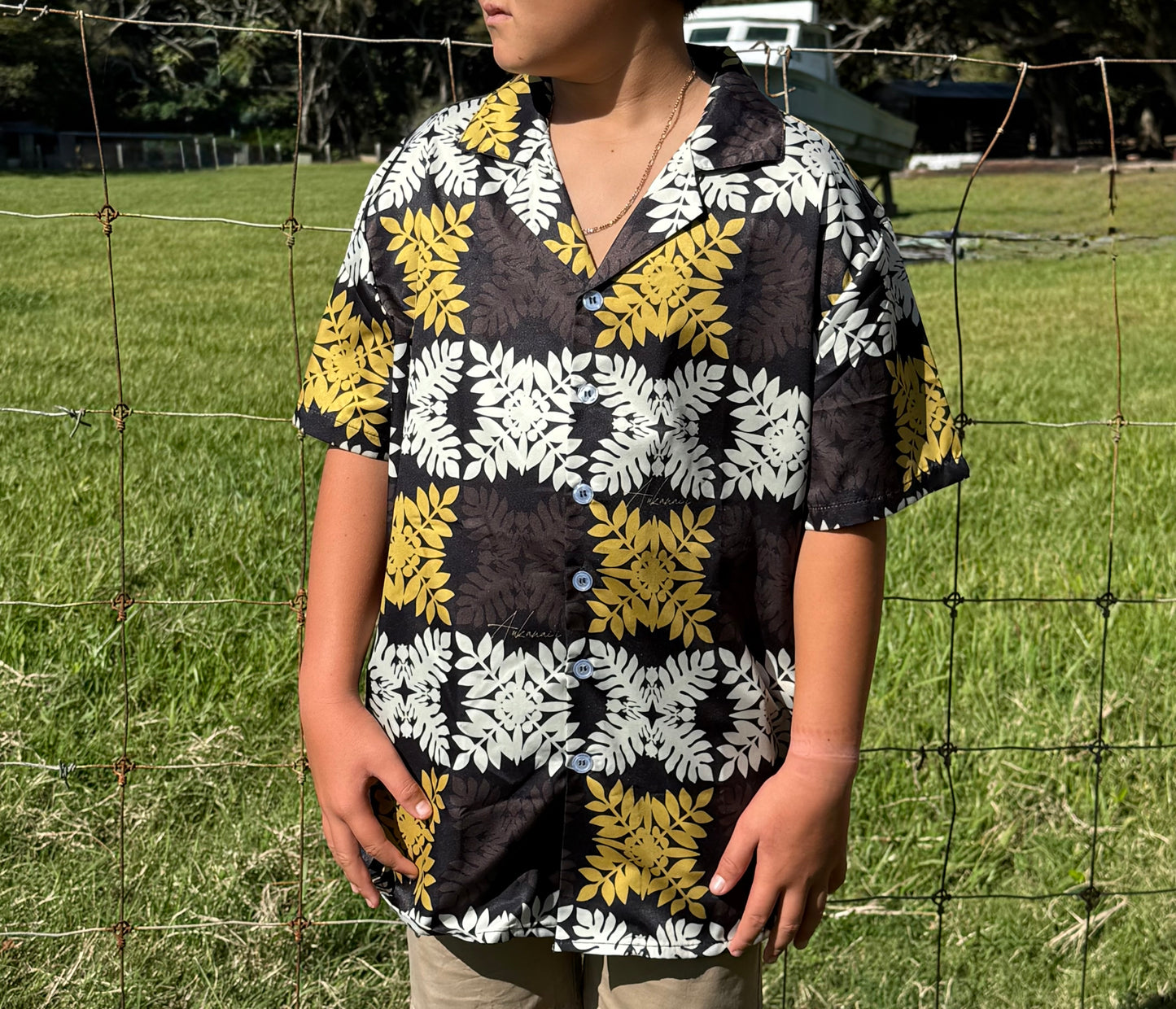 Black Hawaiian Quilt Aloha Shirt