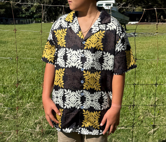 Black Hawaiian Quilt Aloha Shirt