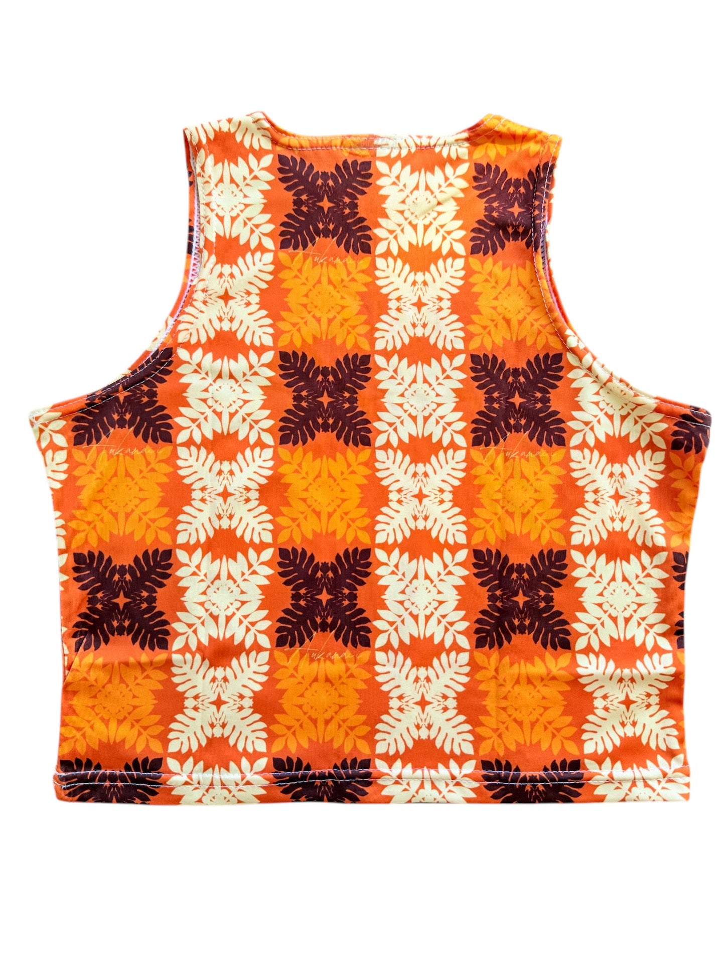 Orange Hawaiian Quilt Womenʻs skinny crop top
