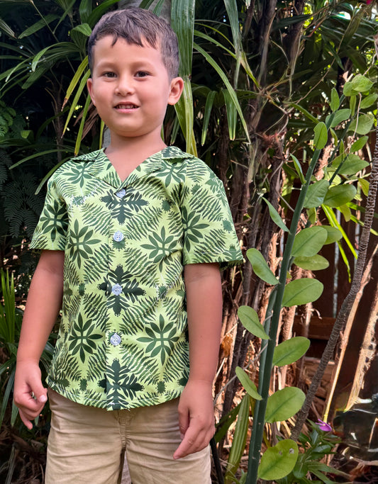 Green Hawaiian Quilt Aloha Shirt