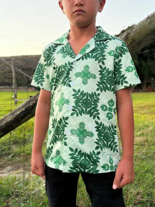 White Hawaiian Quilt Aloha Shirt