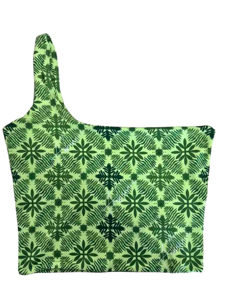Green Hawaiian Quilt Womenʻs one shoulder top