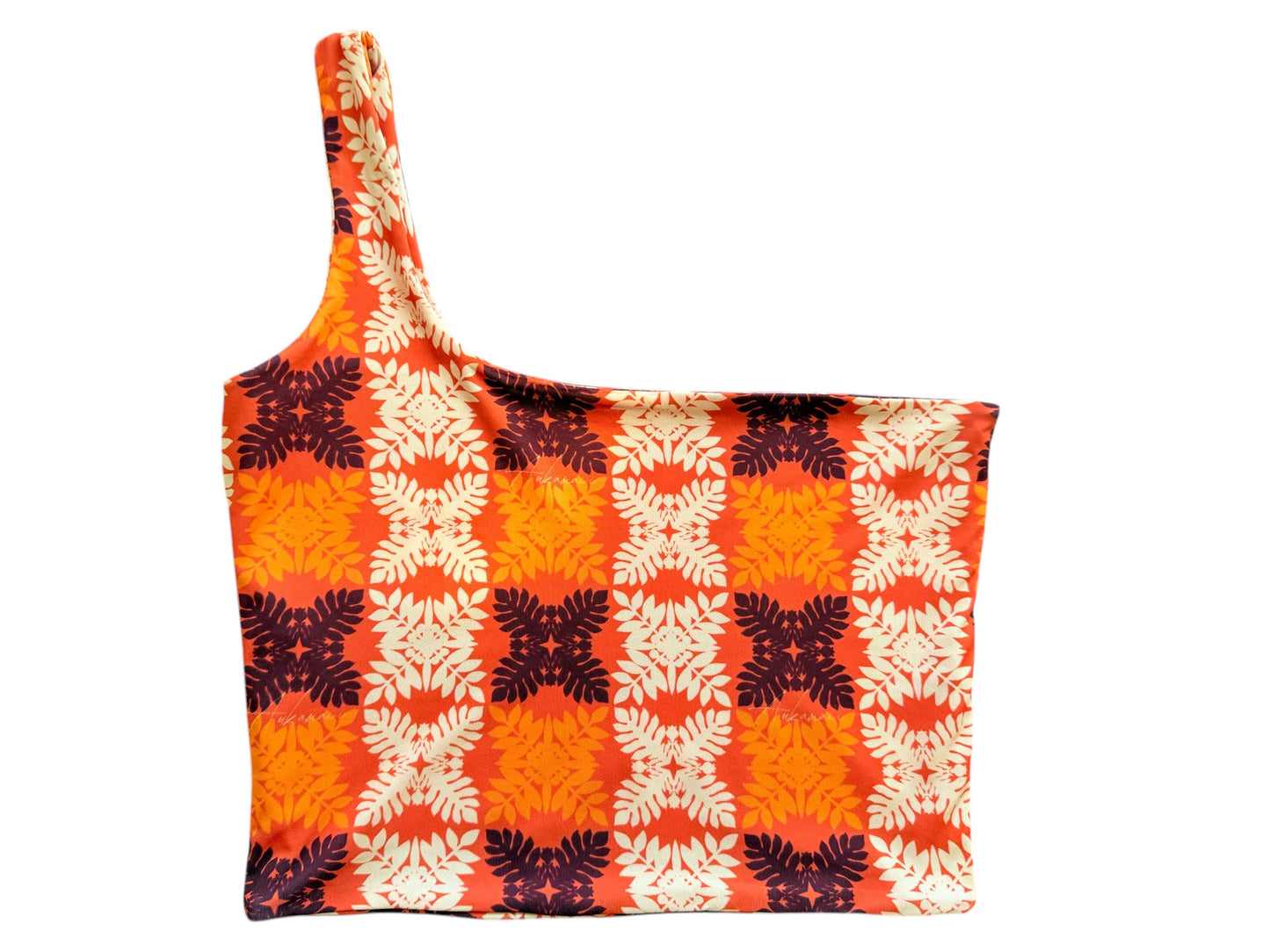 Orange Hawaiian Quilt Womenʻs one shoulder top