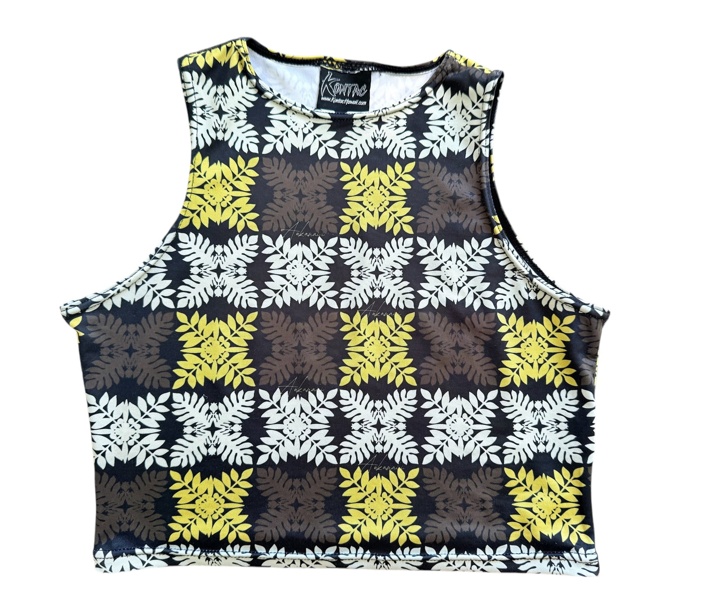 Black Hawaiian Quilt Womenʻs skinny crop top